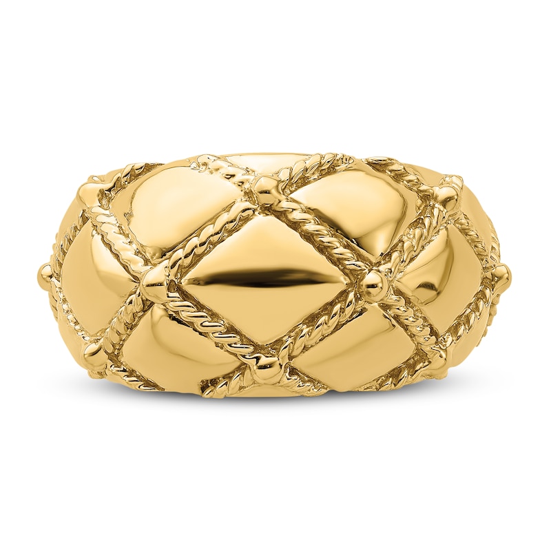 Quilted Rope Dome Ring 14K Yellow Gold