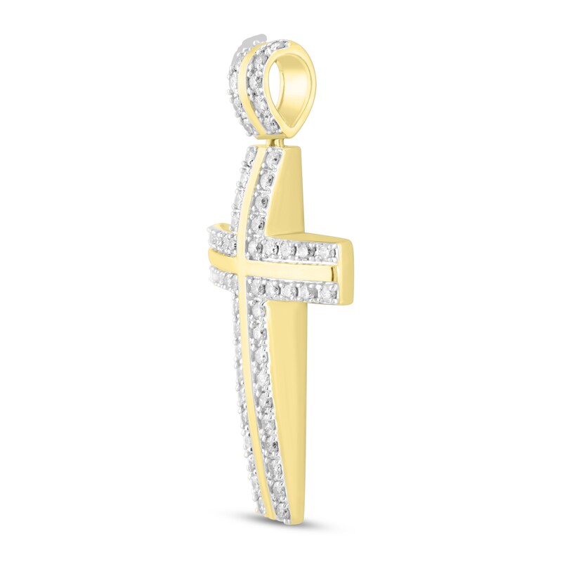 Main Image 2 of Men's Diamond Charm 1 ct tw Round 10K Yellow Gold/Rhodium