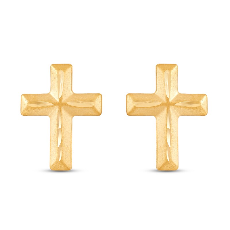 Main Image 2 of Children's Cross Stud Earrings 14K Yellow Gold