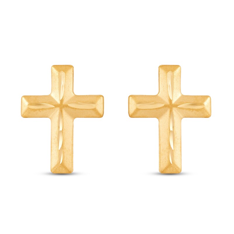 Children's Cross Stud Earrings 14K Yellow Gold