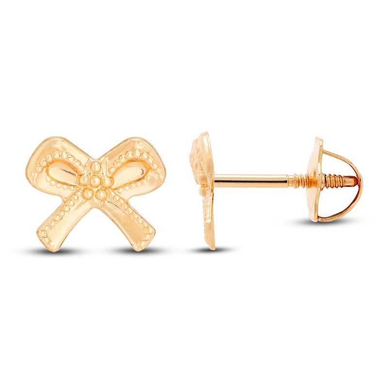 Children's Tiny Bow Stud Earrings 14K Yellow Gold