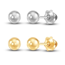 2-Piece Ball Stud Earring Set 14K Yellow Gold/14K White Gold