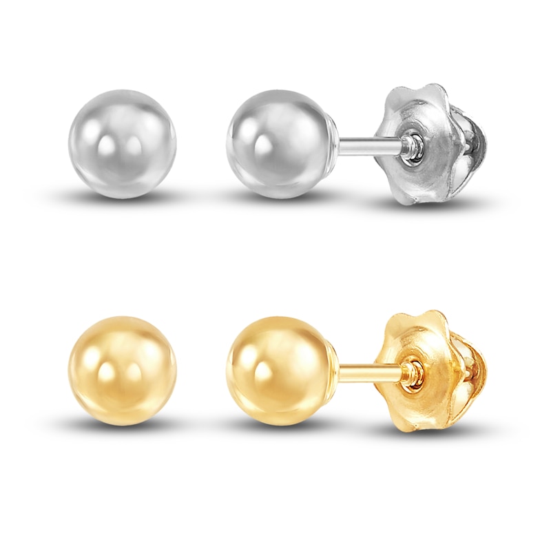 2-Piece Ball Stud Earring Set 14K Yellow Gold/14K White Gold