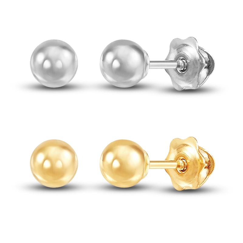 Main Image 1 of 2-Piece Ball Stud Earring Set 14K Yellow Gold/14K White Gold