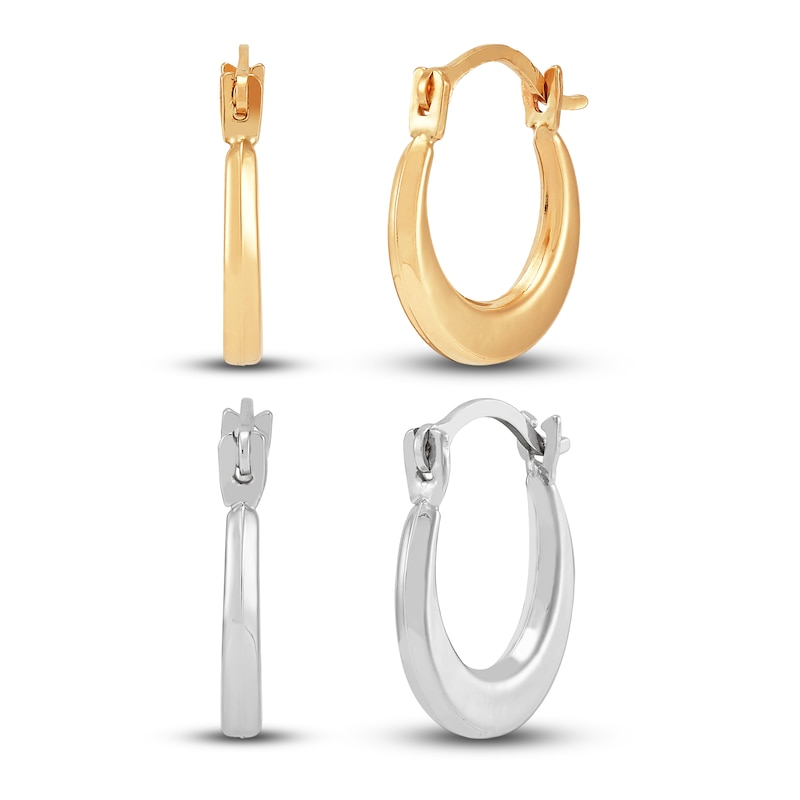 Main Image 1 of Children's Hoop Earring Set 14K White/Yellow Gold