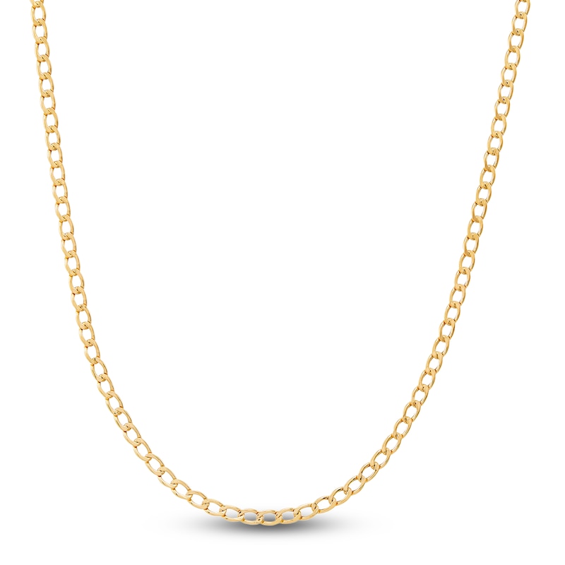 Children's Hollow Curb Link Necklace 14K Yellow Gold 13" 3.2mm