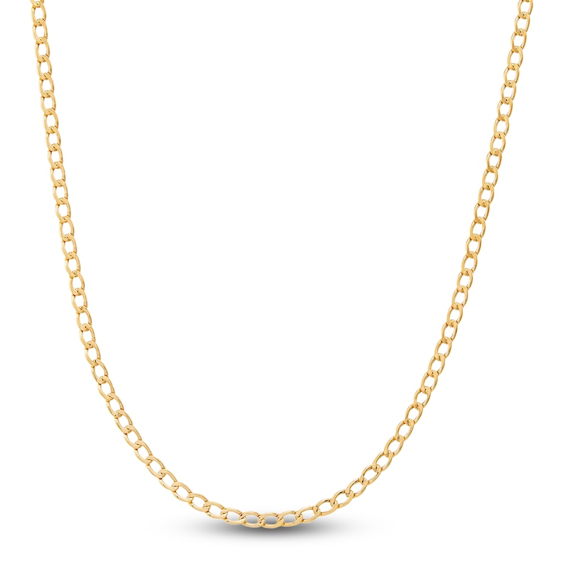 Main Image 1 of Children's Hollow Curb Link Necklace 14K Yellow Gold 13" 3.2mm