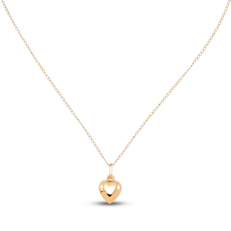 Children's Puffy Heart Pendant Necklace 14K Yellow Gold