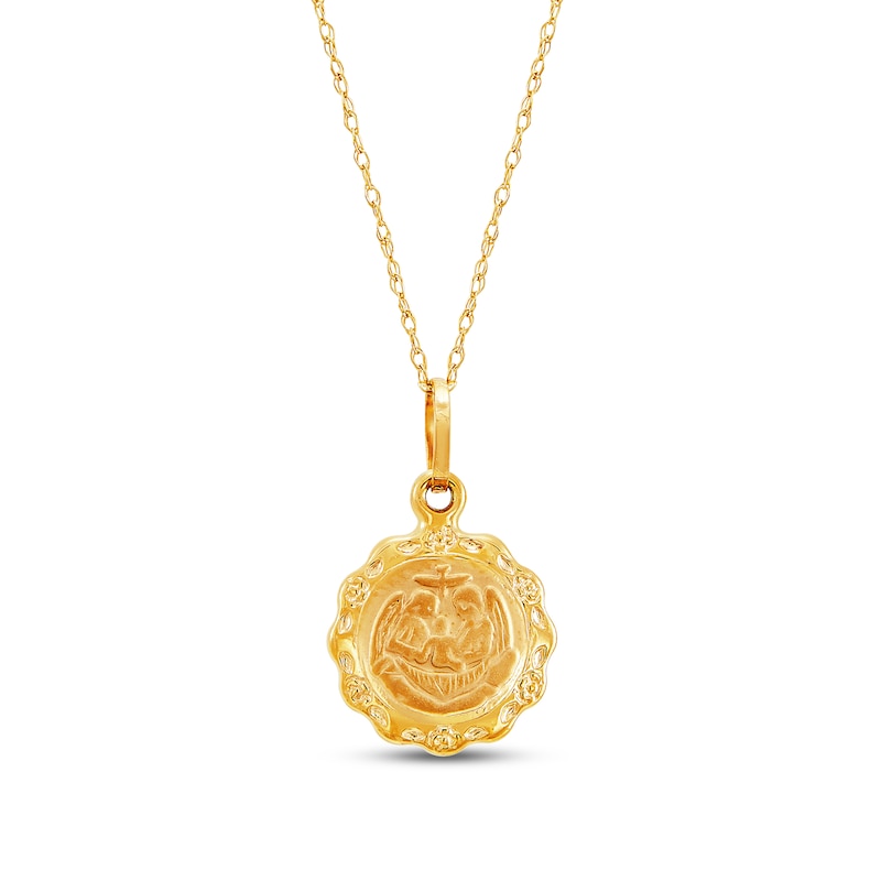 Main Image 1 of Children's Baptism Medal Pendant 14K Yellow Gold 13"