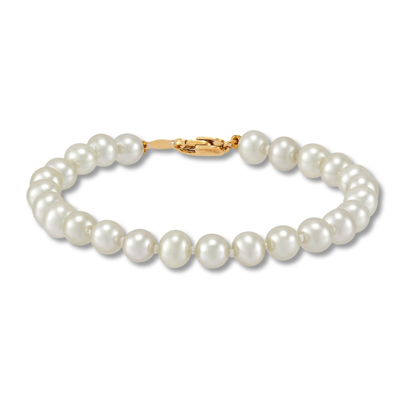 Main Image 3 of Children's Freshwater Cultured Pearl Earring & Bracelet Set 14K Yellow Gold