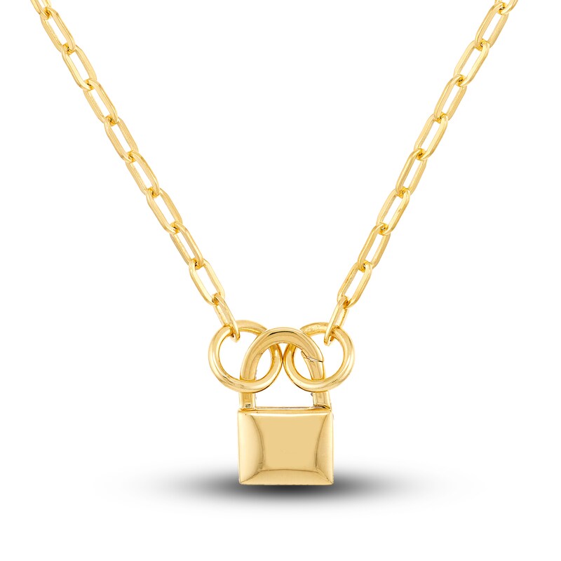 Main Image 3 of Padlock Push Lock Charm 14K Yellow Gold