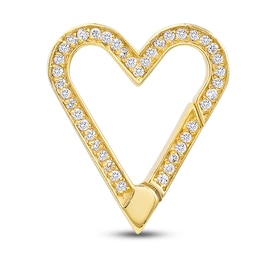 Heart Push Lock Charm 1/5 ct tw Diamonds 14K Yellow Gold