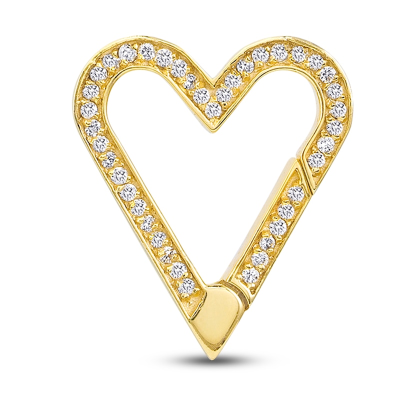 Main Image 1 of Heart Push Lock Charm 1/5 ct tw Diamonds 14K Yellow Gold