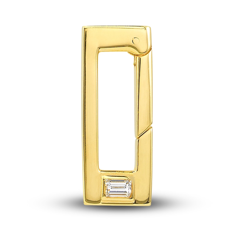 Rectangle Push Lock Charm 1/10 ct tw Diamonds 14K Yellow Gold