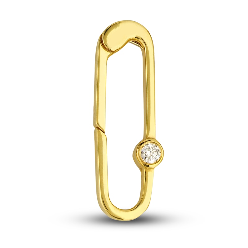 Main Image 1 of Oval Push Lock Charm 1/20 ct tw Diamonds 14K Yellow Gold