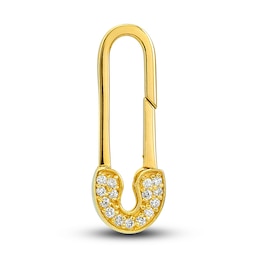 Safety Push Lock Charm 1/10 ct tw Diamonds 14K Yellow Gold