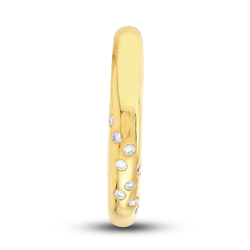 Round Push Lock Charm 1/8 ct tw Diamonds 14K Yellow Gold