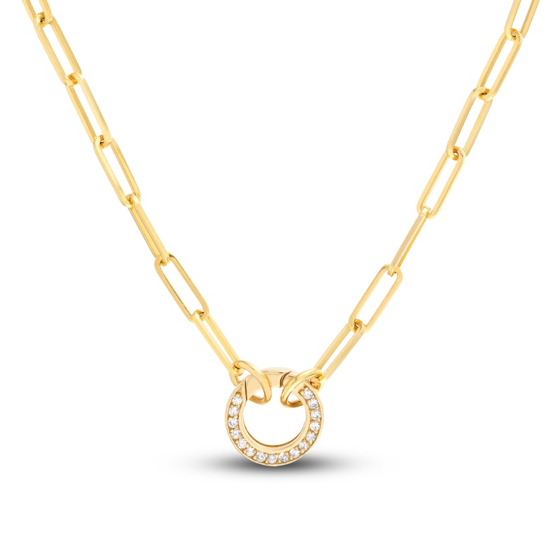Main Image 2 of Round Push Lock 1/4ct tw Diamond 14K Yellow Gold