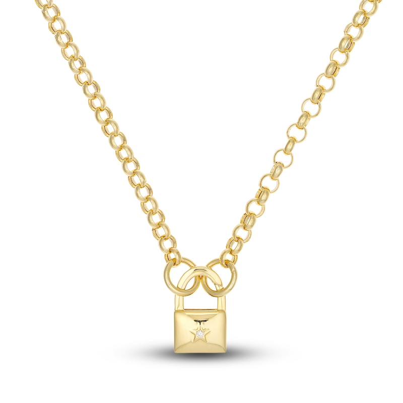 Padlock Push Lock Charm 14K Yellow Gold