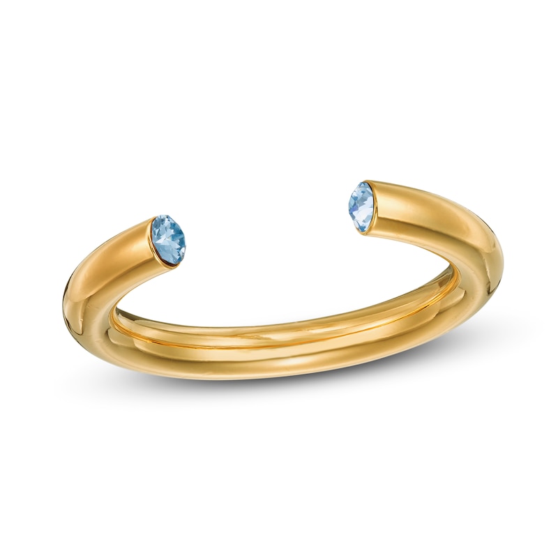 Main Image 3 of Stella Valle March Birthstone Ring Light Blue Crystal 18K Gold-Plated Brass