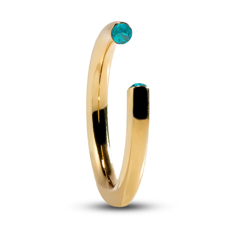 Main Image 1 of Stella Valle December Birthstone Ring Teal Crystal 18K Gold-Plated Brass
