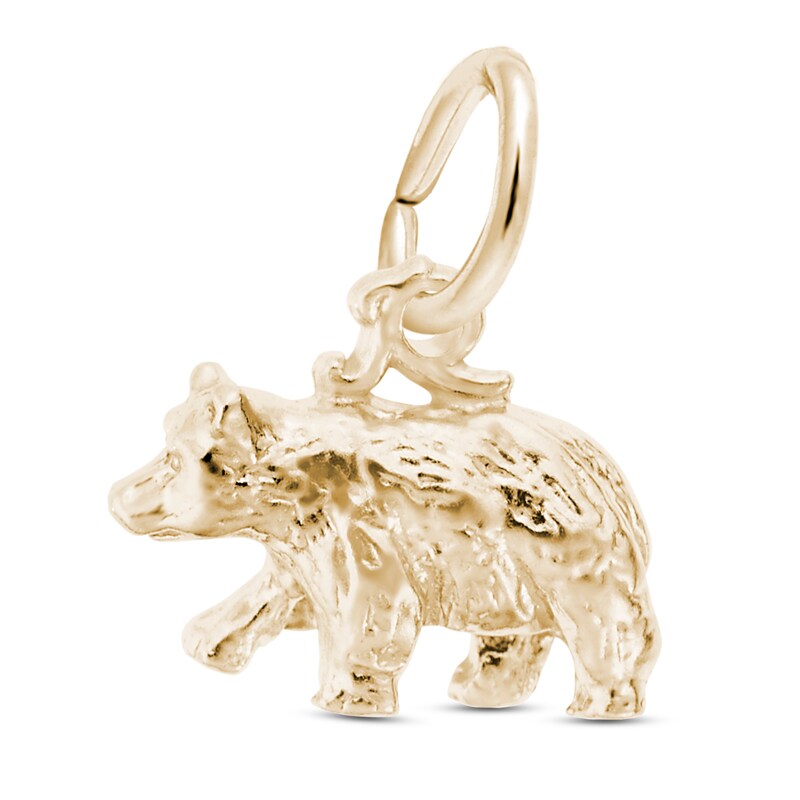 Small Black Bear Charm 14K Yellow Gold