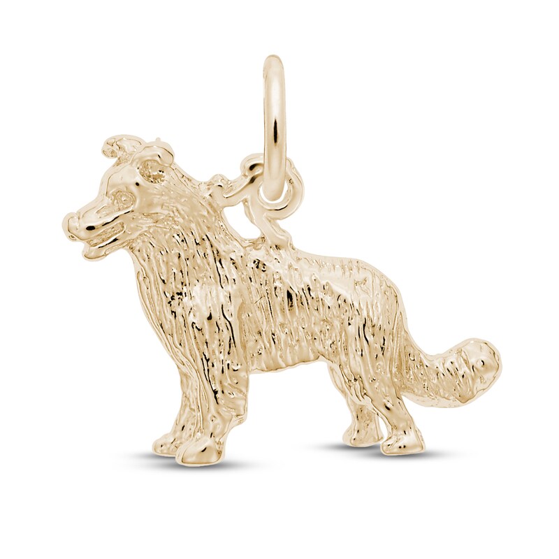 Border Collie Charm 14K Yellow Gold