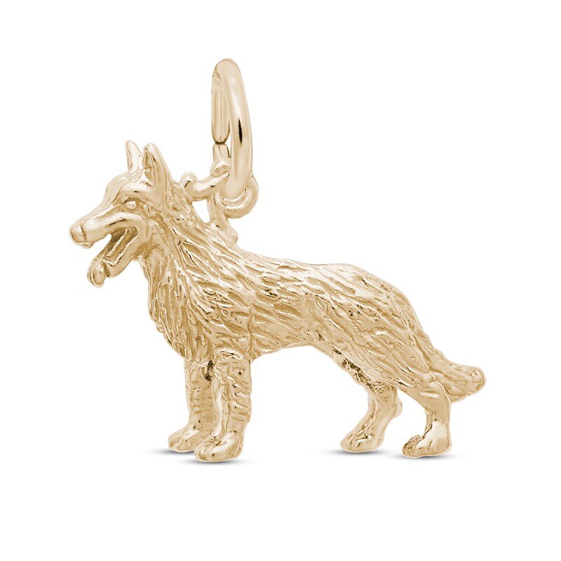 German Shepherd Charm 14K Yellow Gold