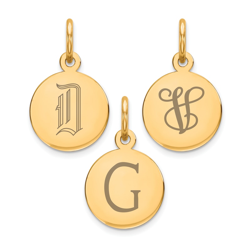 Main Image 2 of Engravable Round Disc Charm 14K Yellow Gold