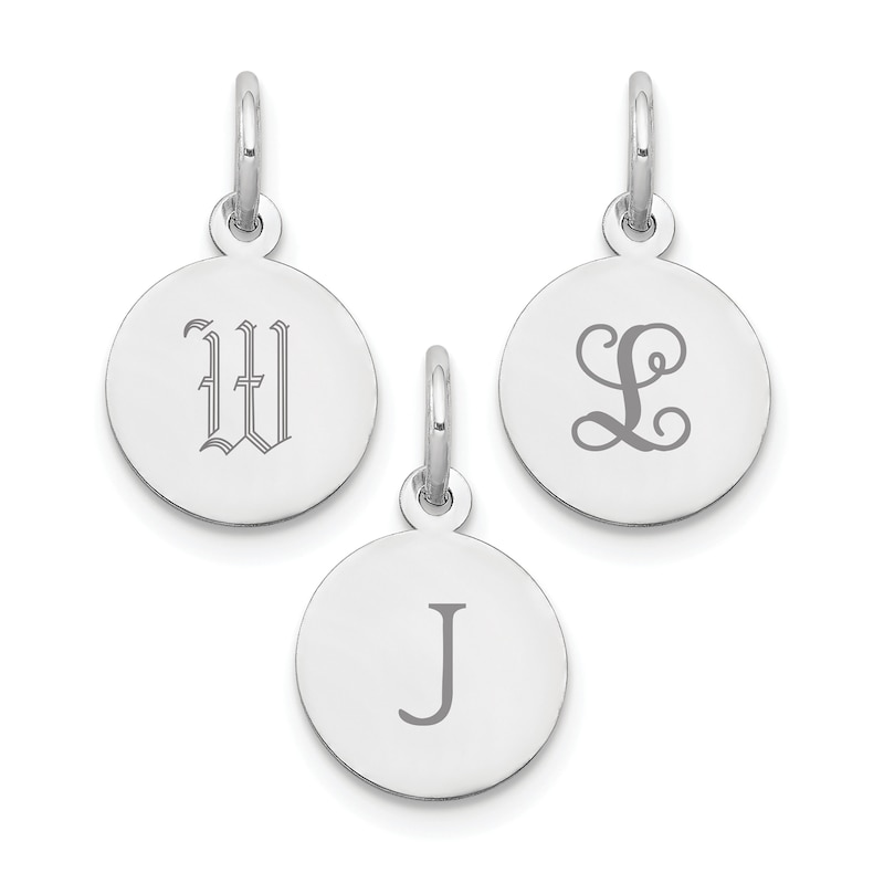 Engravable Round Disc Charm 14K White Gold