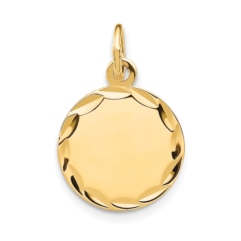 Engravable Round Disc Charm 14K Yellow Gold