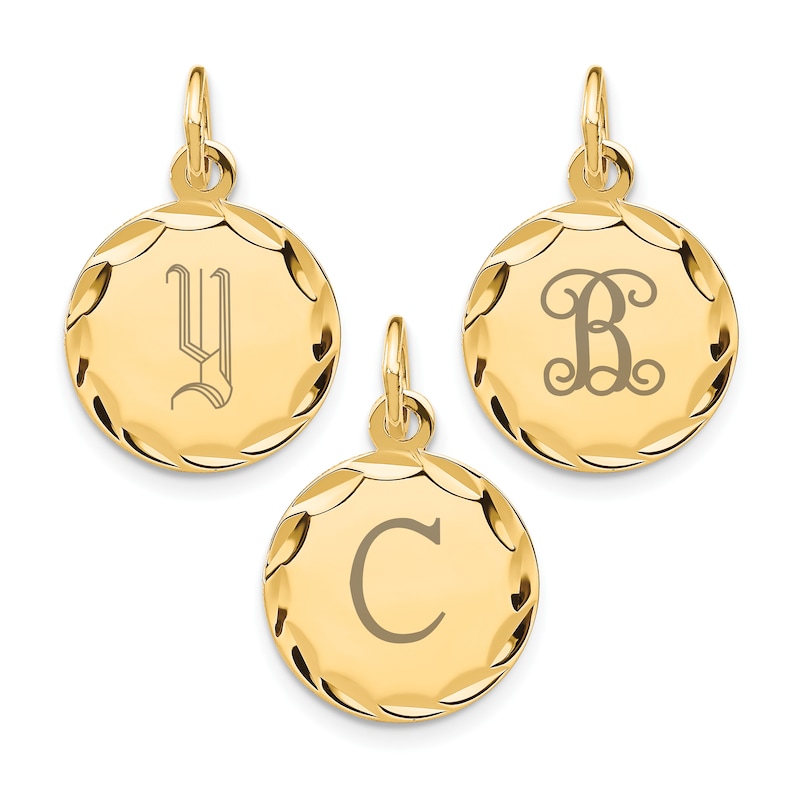 Main Image 2 of Engravable Round Disc Charm 14K Yellow Gold