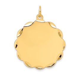 Engravable Scalloped Disc Charm 14K Yellow Gold