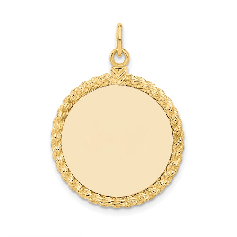 Engravable Round Disc Charm 14K Yellow Gold