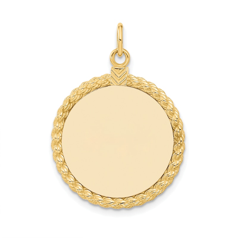 Main Image 1 of Engravable Round Disc Charm 14K Yellow Gold