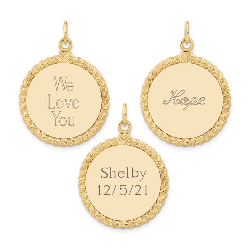 Main Image 2 of Engravable Round Disc Charm 14K Yellow Gold