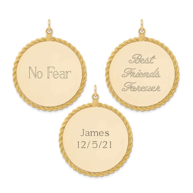 Main Image 2 of Engravable Round Disc Charm 14K Yellow Gold