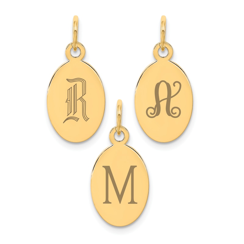 Main Image 2 of Engravable Oval Disc Charm 14K Yellow Gold