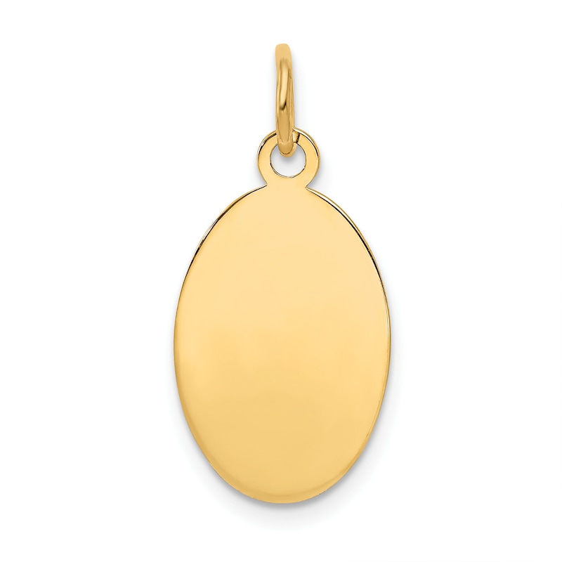 Engravable Oval Disc Charm 14K Yellow Gold