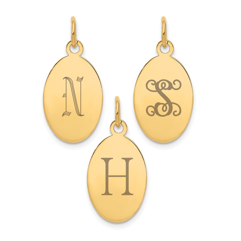Main Image 2 of Engravable Oval Disc Charm 14K Yellow Gold