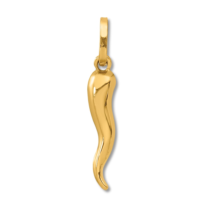 3D Italian Horn Charm 14K Yellow Gold