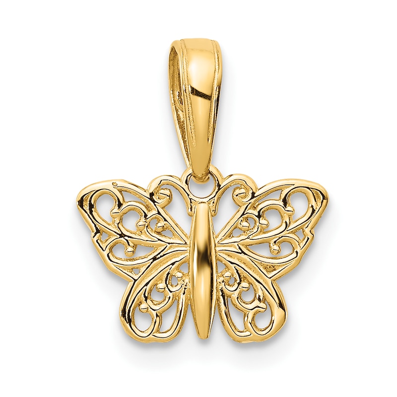 Main Image 1 of Filigree Butterfly Charm 14K Yellow Gold