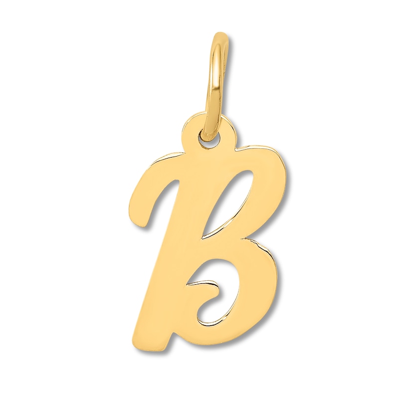 Small "B" Initial Charm 14K Yellow Gold