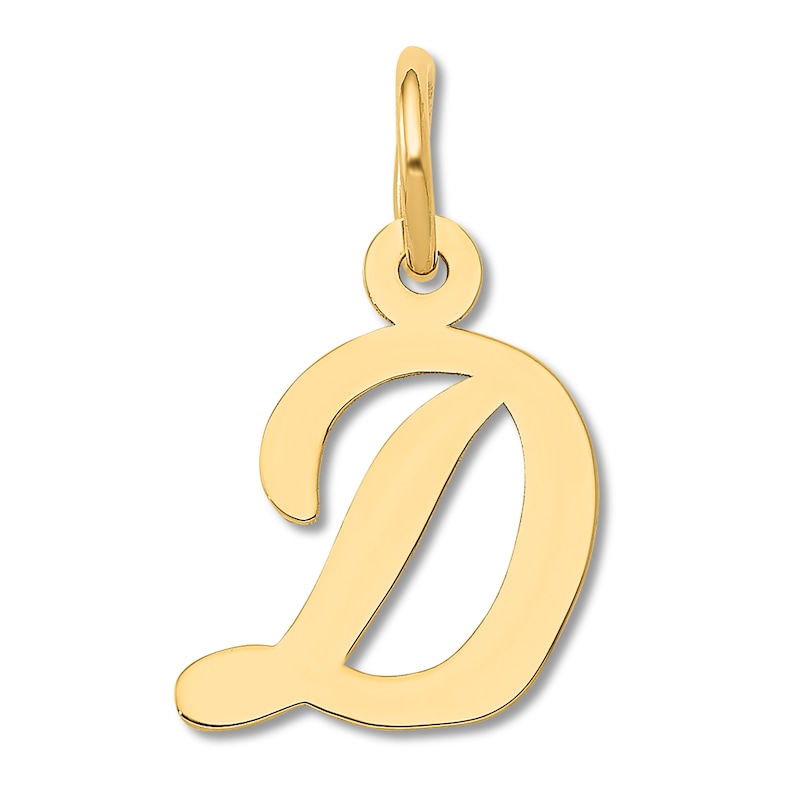 Small "D" Initial Charm 14K Yellow Gold