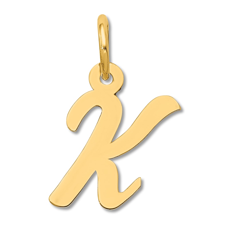 Small "K" Initial Charm 14K Yellow Gold