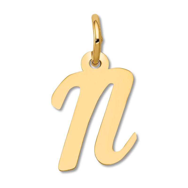 Small "N" Initial Charm 14K Yellow Gold