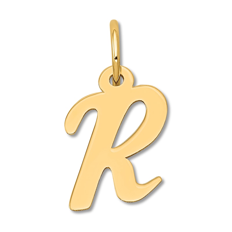 Small "R" Initial Charm 14K Yellow Gold