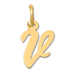 Small "V" Initial Charm 14K Yellow Gold