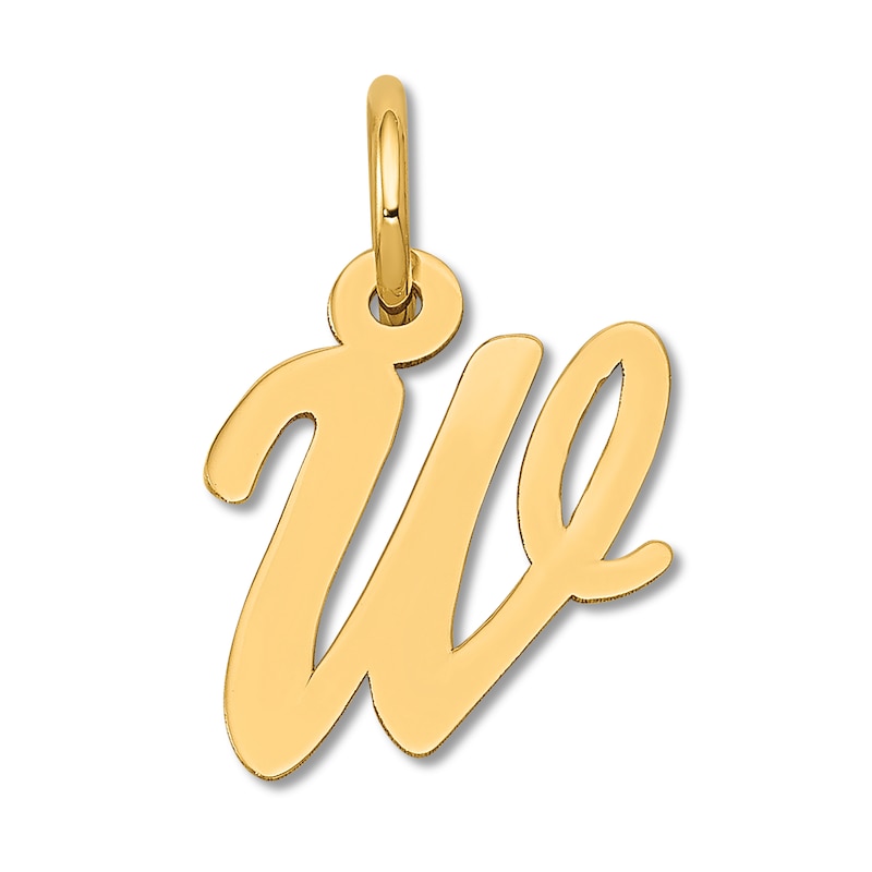 Small "W" Initial Charm 14K Yellow Gold