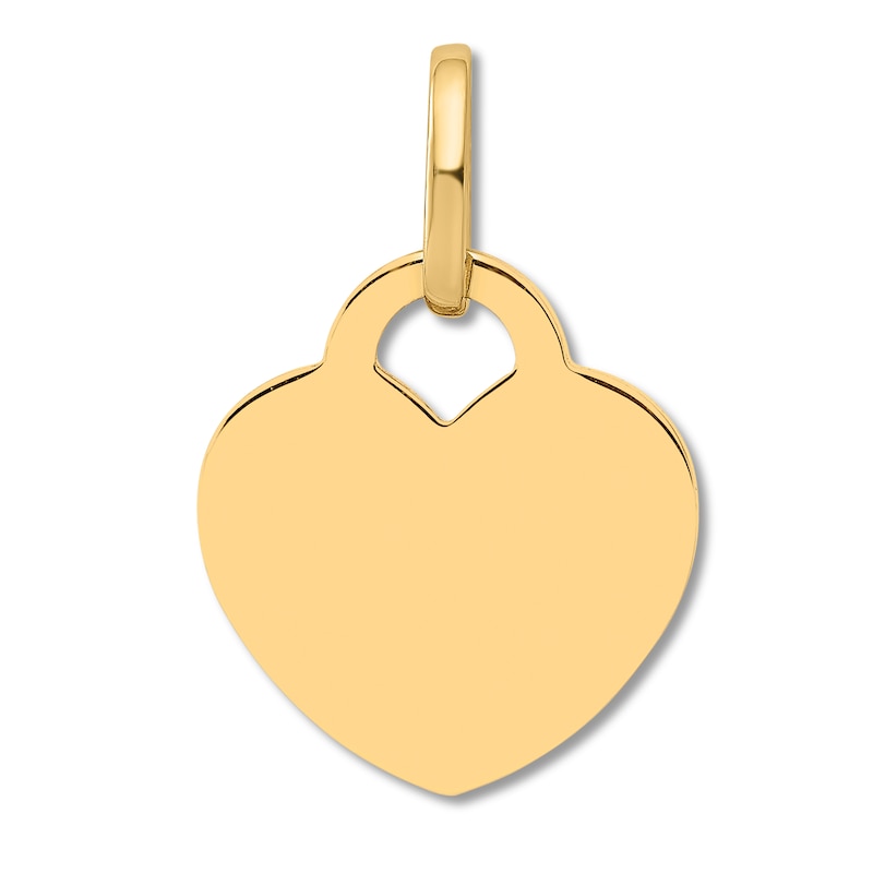 Heart Disc Charm 14K Yellow Gold